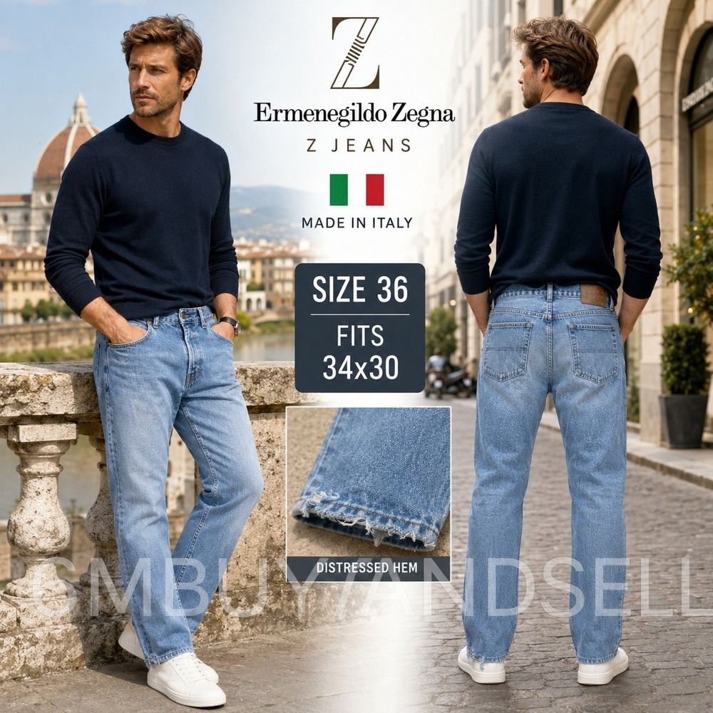 Ermenegildo Zegna Z Jeans Mens 36 Light Blue Straight Denim Made in Italy 34x30